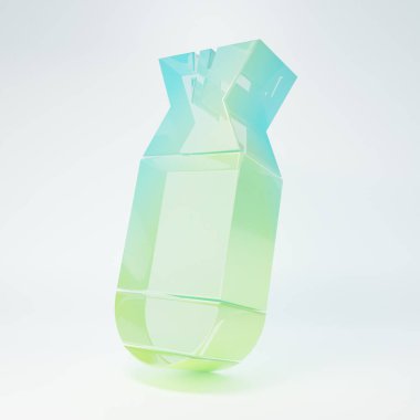 Frosted glass Aviation bomb icon isolated on white background. Rocket bomb flies down. Minimalism concept. 3D render illustration.