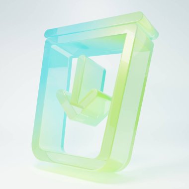 Frosted glass Send to the trash line icon isolated on white background. Minimalism concept. 3D render illustration.