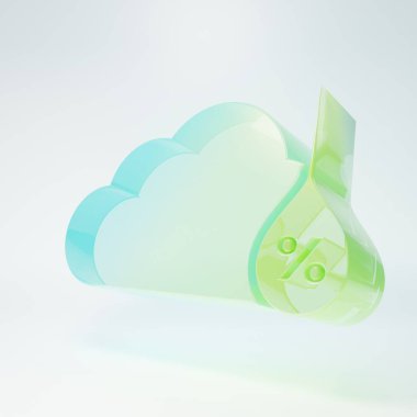 Buzlu cam nem ikonu beyaz arka planda izole edilmiş. Hava durumu, meteoroloji, bulut, termometre sembolü. Minimalizm kavramı. 3 Boyutlu resimleme.