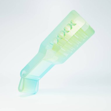 Beyaz arka planda izole edilmiş buzlu cam şaplak raket ikonu. Fetiş aksesuarı. Yetişkinler için seks oyuncağı. Minimalizm kavramı. 3 Boyutlu resimleme.