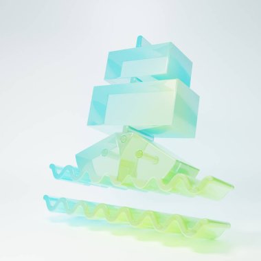 Beyaz arka planda izole edilmiş buzlu cam gemi simgesi. Minimalizm kavramı. 3 Boyutlu resimleme.