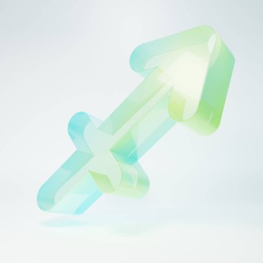 Beyaz arka planda izole edilmiş buzlu cam yay burcu simgesi. Astrolojik yıldız falı koleksiyonu. Minimalizm kavramı. 3 Boyutlu resimleme.