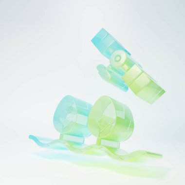 Frosted glass Smart farm with drone control and tree icon isolated on white background. Innovation technology for agricultural company. Minimalism concept. 3D render illustration.