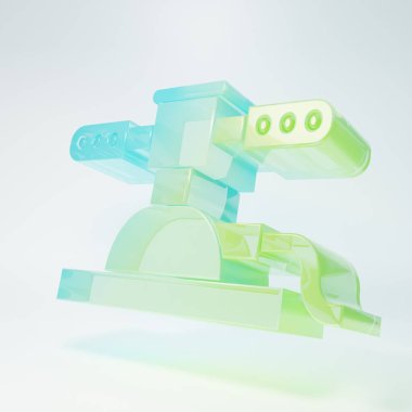 Frosted glass Automatic irrigation sprinklers icon isolated on white background. Watering equipment. Garden element. Spray gun icon. Minimalism concept. 3D render illustration.