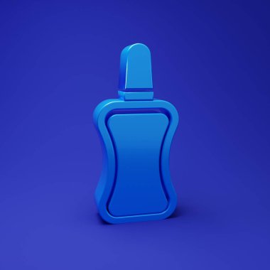 Mavi tırnak cilası ikonu mavi arka planda izole edilmiş. Minimalizm kavramı. 3 Boyutlu resimleme.