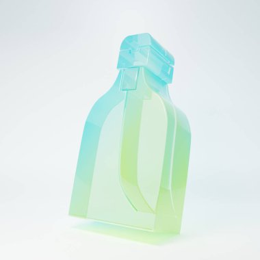 Beyaz arka planda izole edilmiş şeker kokulu antibakteriyel sabun şişesi. Dezenfeksiyon, hijyen, cilt bakımı. Minimalizm kavramı. 3 Boyutlu resimleme.