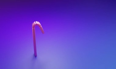 Mor-mavi arka planda izole edilmiş Pembe İçen plastik saman simgesi. Minimalizm kavramı. 3 Boyutlu resimleme.