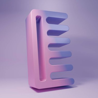 Purple Hairbrush icon isolated on purple background. Comb hair sign. Barber symbol. Minimalism concept. 3D render illustration.