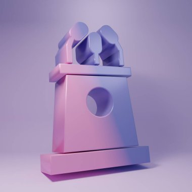 Purple Stage stand or debate podium rostrum icon isolated on purple background. Conference speech tribune. Minimalism concept. 3D render illustration.