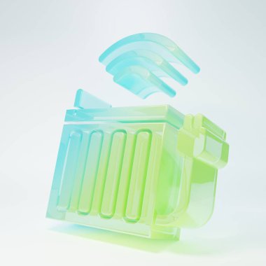 Frosted glass Smart heating radiator system icon isolated on white background. Internet of things concept with wireless connection. Minimalism concept. 3D render illustration.