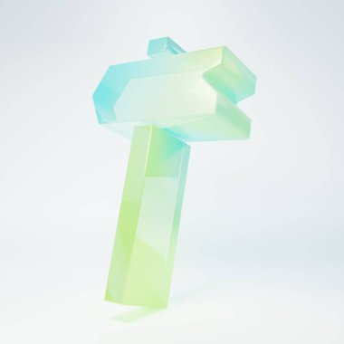 Frosted glass Road traffic sign. Signpost icon isolated on white background. Pointer symbol. Isolated street information sign. Direction sign. Minimalism concept. 3D render illustration.