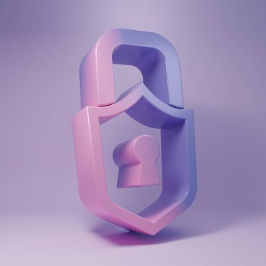Purple Lock icon isolated on purple background. Padlock sign. Security, safety, protection, privacy concept. Minimalism concept. 3D render illustration.