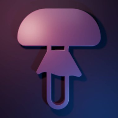 Purple Mushroom icon isolated on purple-blue background. Minimalism concept. 3D render illustration.