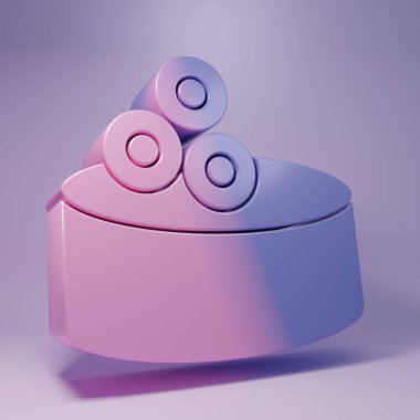 Purple Tin can with caviar icon isolated on purple background. Minimalism concept. 3D render illustration.