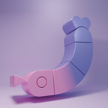 Mor karides simgesi mor arkaplanda izole edilmiş. Minimalizm kavramı. 3 Boyutlu resimleme.