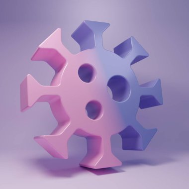 Purple Virus icon isolated on purple background. Corona virus 2019-nCoV. Bacteria and germs, cell cancer, microbe, fungi. Minimalism concept. 3D render illustration.