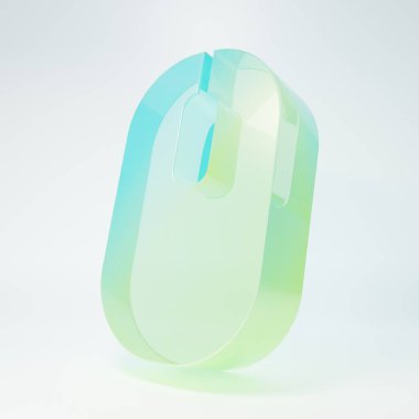 Frosted glass Computer mouse icon isolated on white background. Optical with wheel symbol. Minimalism concept. 3D render illustration.
