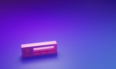 Pink Car Audio icon isolated on purple-blue background. Fm radio car audio icon. Minimalism concept. 3D render illustration.