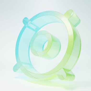 Frosted glass Car audio speaker icon isolated on white background. Minimalism concept. 3D render illustration.