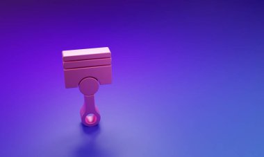 Pink Engine piston icon isolated on purple-blue background. Car engine piston sign. Minimalism concept. 3D render illustration.