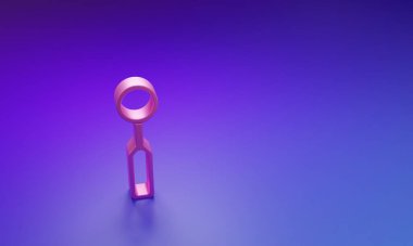 Pink Dental inspection mirror icon isolated on purple-blue background. Tool dental checkup. Minimalism concept. 3D render illustration.