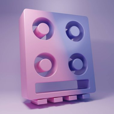 Purple Gas stove icon isolated on purple background. Cooktop sign. Hob with four circle burners. Minimalism concept. 3D render illustration.
