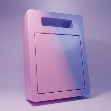 Purple Cutting board icon isolated on purple background. Chopping Board symbol. Minimalism concept. 3D render illustration.