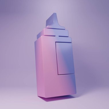 Purple Sauce bottle icon isolated on purple background. Ketchup, mustard and mayonnaise bottles with sauce for fast food. Minimalism concept. 3D render illustration.