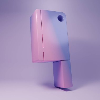 Purple Meat chopper icon isolated on purple background. Kitchen knife for meat. Butcher knife. Happy Halloween party. Minimalism concept. 3D render illustration.