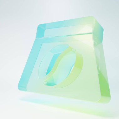 Frosted glass Bag of coffee beans icon isolated on white background. Minimalism concept. 3D render illustration.