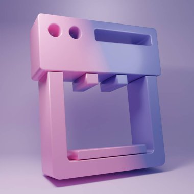 Purple Coffee machine icon isolated on purple background. Minimalism concept. 3D render illustration.