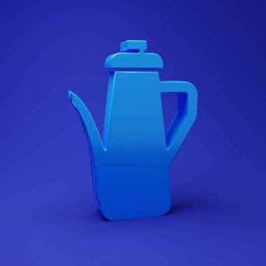 Mavi Saksıkafa simgesi mavi arkaplanda izole edildi. Minimalizm kavramı. 3 Boyutlu resimleme.