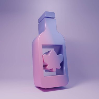 Purple Beer bottle icon isolated on purple background. Minimalism concept. 3D render illustration.