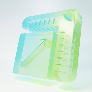 Frosted glass Paper size icon isolated on white background. Minimalism concept. 3D render illustration.