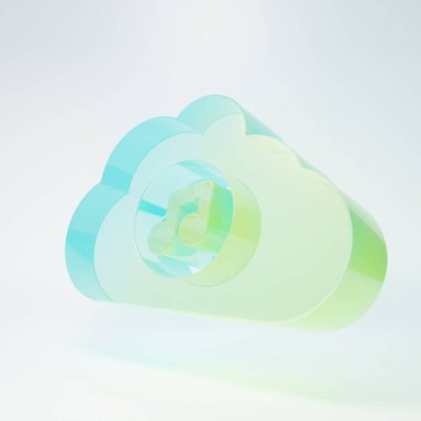 Buzlu cam müzik yayın hizmeti simgesi beyaz arkaplanda izole edildi. Ses bulutları, çevrimiçi medya yayınları, şarkı, ses dalgaları. Minimalizm kavramı. 3 Boyutlu resimleme.