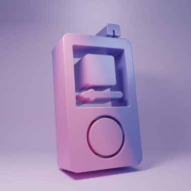 Mor Müzik çalar simgesi mor arkaplanda izole edildi. Taşınabilir müzik cihazı. Minimalizm kavramı. 3 Boyutlu resimleme.