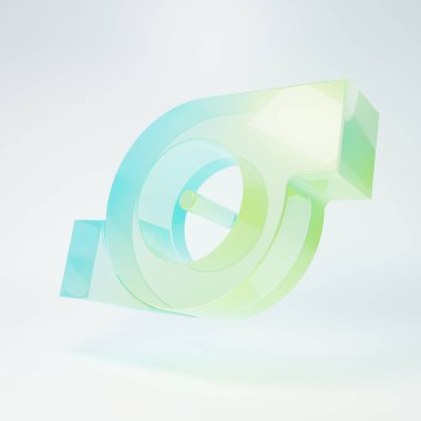 Frosted glass Automotive turbocharger icon isolated on white background. Vehicle performance turbo. Turbo compressor induction. Minimalism concept. 3D render illustration.