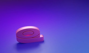 Pink Scotch tape icon isolated on purple-blue background. Insulating tape. Minimalism concept. 3D render illustration.