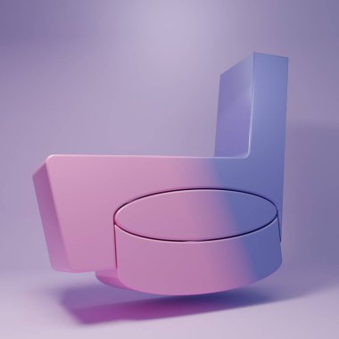 Purple Ice hockey stick and puck icon isolated on purple background. Minimalism concept. 3D render illustration.