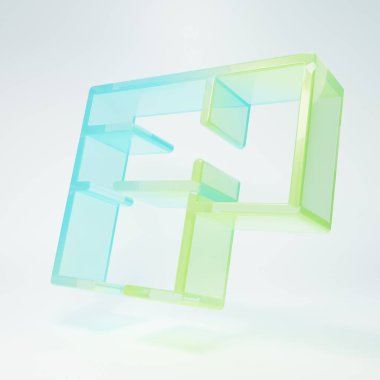 Buzlu cam ev planı simgesi beyaz arka planda izole edildi. Minimalizm kavramı. 3 Boyutlu resimleme.