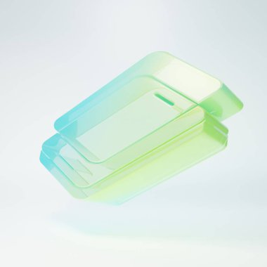 Frosted glass Glass screen protector for smartphone icon isolated on white background. Protective film for glass. Transparent soft glass for mobile phone. Minimalism concept. 3D render illustration.