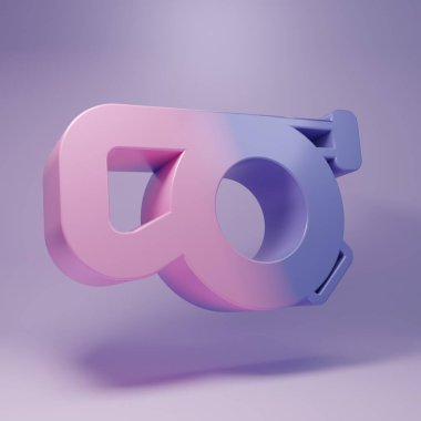 Purple Retractable cord leash with carabiner icon isolated on purple background. Pet dog lead. Animal accessory for outdoors walk. Minimalism concept. 3D render illustration.