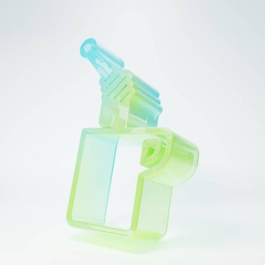 Beyaz arka planda izole edilmiş bal ikonu damlayan buzlu cam şeker çubuğu. Tatlı kepçe. Minimalizm kavramı. 3 Boyutlu resimleme.