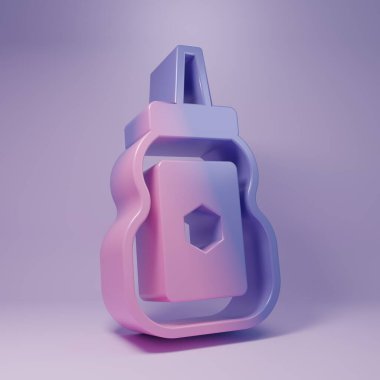 Mor arkaplanda izole edilmiş bir kavanoz bal ikonu. Yiyecek bankası. Tatlı doğal gıda sembolü. Minimalizm kavramı. 3 Boyutlu resimleme.