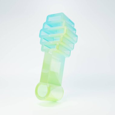 Frosted glass Honey dipper stick icon isolated on white background. Honey ladle. Minimalism concept. 3D render illustration.