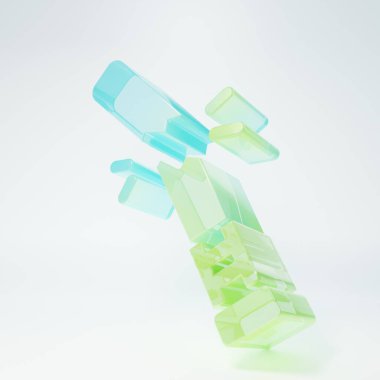 Buzlu cam kırıkları beyaz arka planda izole edilmiş beyzbol sopası simgesi. Minimalizm kavramı. 3 Boyutlu resimleme.