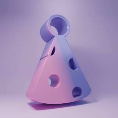 Purple Party hat icon isolated on purple background. Birthday hat. Minimalism concept. 3D render illustration.