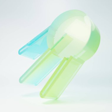 Frosted glass Satellite icon isolated on white background. Minimalism concept. 3D render illustration.