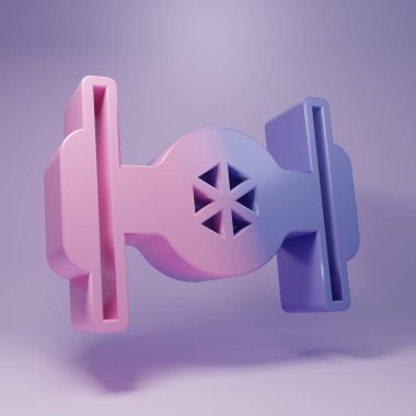 Purple Cosmic ship icon isolated on purple background. Minimalism concept. 3D render illustration.