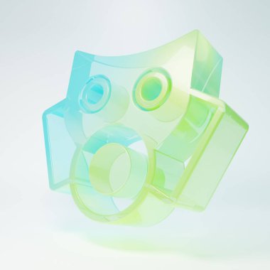 Frosted glass Gas mask icon isolated on white background. Respirator sign. Minimalism concept. 3D render illustration.